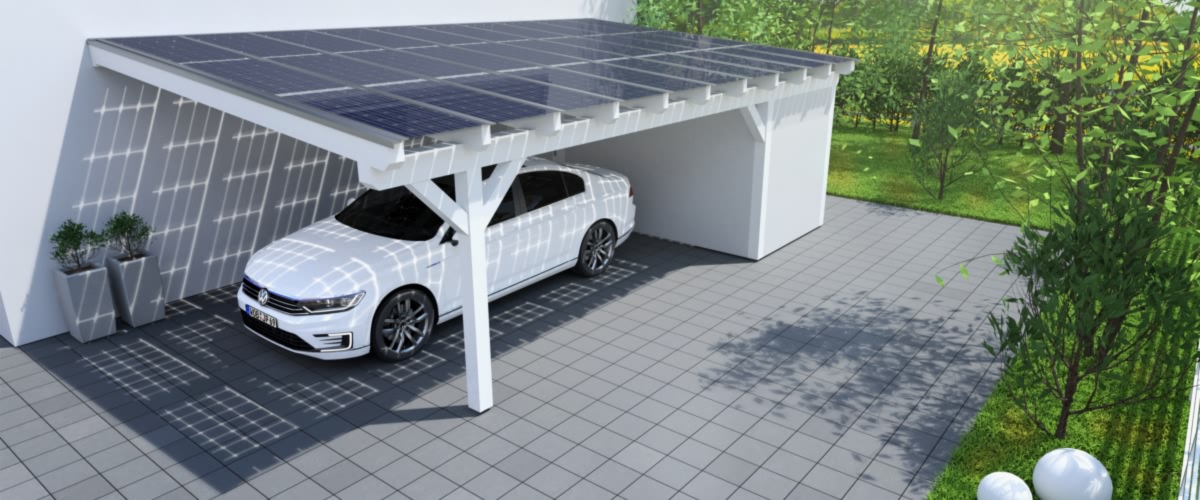 Solarcarport Anbau klassisch Abstellraum